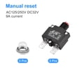 thumbnail image 3 of Unique Bargains Circuit Overload Protector 9A AC125/250V DC32V Push Button Thermal Circuit Breaker with Waterproof Caps 3pcs, 3 of 5