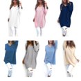 thumbnail image 4 of Chandail Col en V Uni Doux pour la Peau Automne Pulls à Manches Longues Portable Hiver Blouse Ample Filles Rose G, 4 of 7