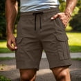 thumbnail image 3 of Cargo Shorts for Men Relaxed Loose Fit Drawstring Tactical Hiking Shorts Summer Carpenter Work Short Pockets,Brown,L, 3 of 6
