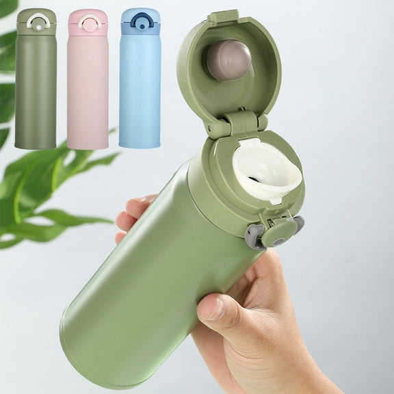 Insulated Water Bottle 500ml 18oz Stainless Steel Double Wall Vacuum Travel Mug Leak-Proof Keeps Drinks Hot 12h Cold 24h Easy Clean Wide Mouth Portable Sports Cup for Office Hiking Gym Blue Green