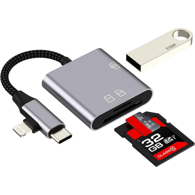 fuzhong-USB C Lightning to USB 3.0 Adapter(3 in 2)OTG SD Card Reader HUB for iPhone 16 15 14 Pro Max for iPad Digital Camera TF Memory Photo Transfer Type C Micro SD Macbook Compatible for Samsung Ac