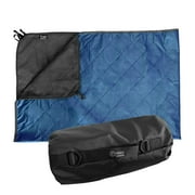 Pratico Outdoors Large Fleece Picnic Blanket, 58 x 84 inch, Grey and Navy Blue