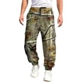 thumbnail image 3 of Havenx Camo Cargo Pants for Men Maple Leaf Print Drawstring Waist Tapered Cargo Pants with Flap Pockets Straight Wide Leg Trousers Athletic Workout Casual Fashion Y2k Clothing,Green L, 3 of 5