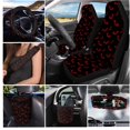 thumbnail image 2 of HUISEFOR 15 Packs Red Bat Car Seat Cover Full Set Easy Installation Steering Wheel Cover Seat Belt Cover Rear View Mirror Cover Garbage Can Air Vent Storage Bag Keychain Car Trash Can, 2 of 7