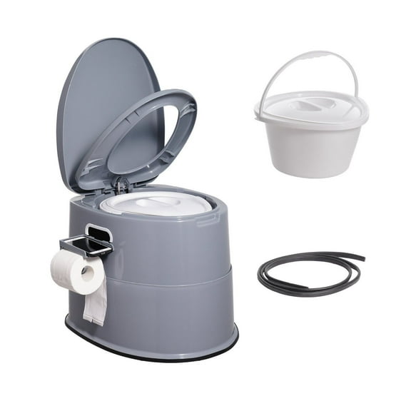 Camping Toilet Portable, 1.3 Gal Porta Potty with Detachable Bucket & Paper Holder, Travel Commode for Adults, Outdoor Road Trips & RV