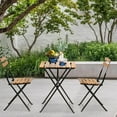 thumbnail image 2 of HLL 3 Pieces Bistro Set Outdoor Furniture Sets 2 Folding Chairs and Table Steel Frames and Weather-Resistant Wood Portable Design for Bistro & Balcony (Natural), 2 of 13