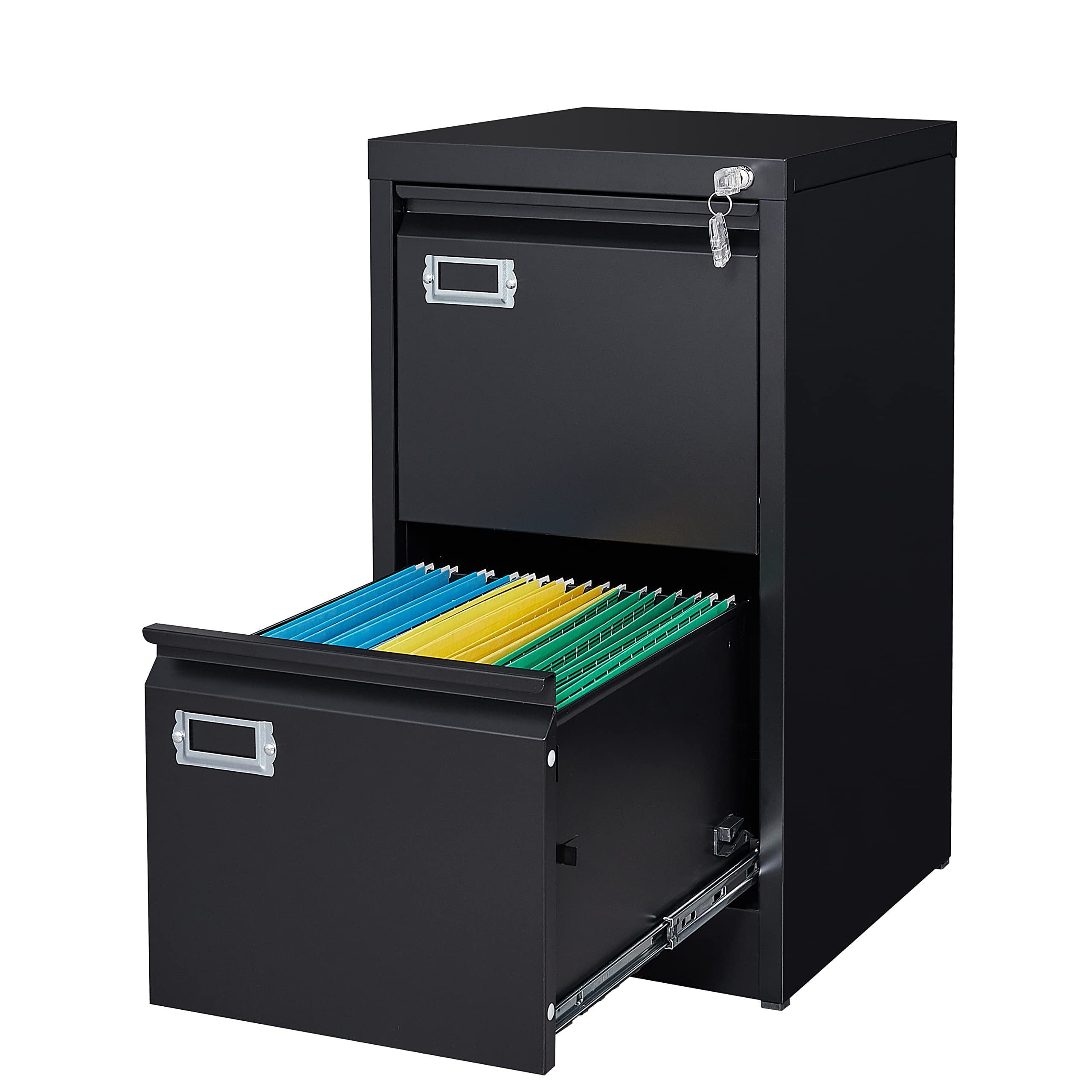 STANI 2 Drawer Black File with Lock, Filing for Home Office, Metal Locking