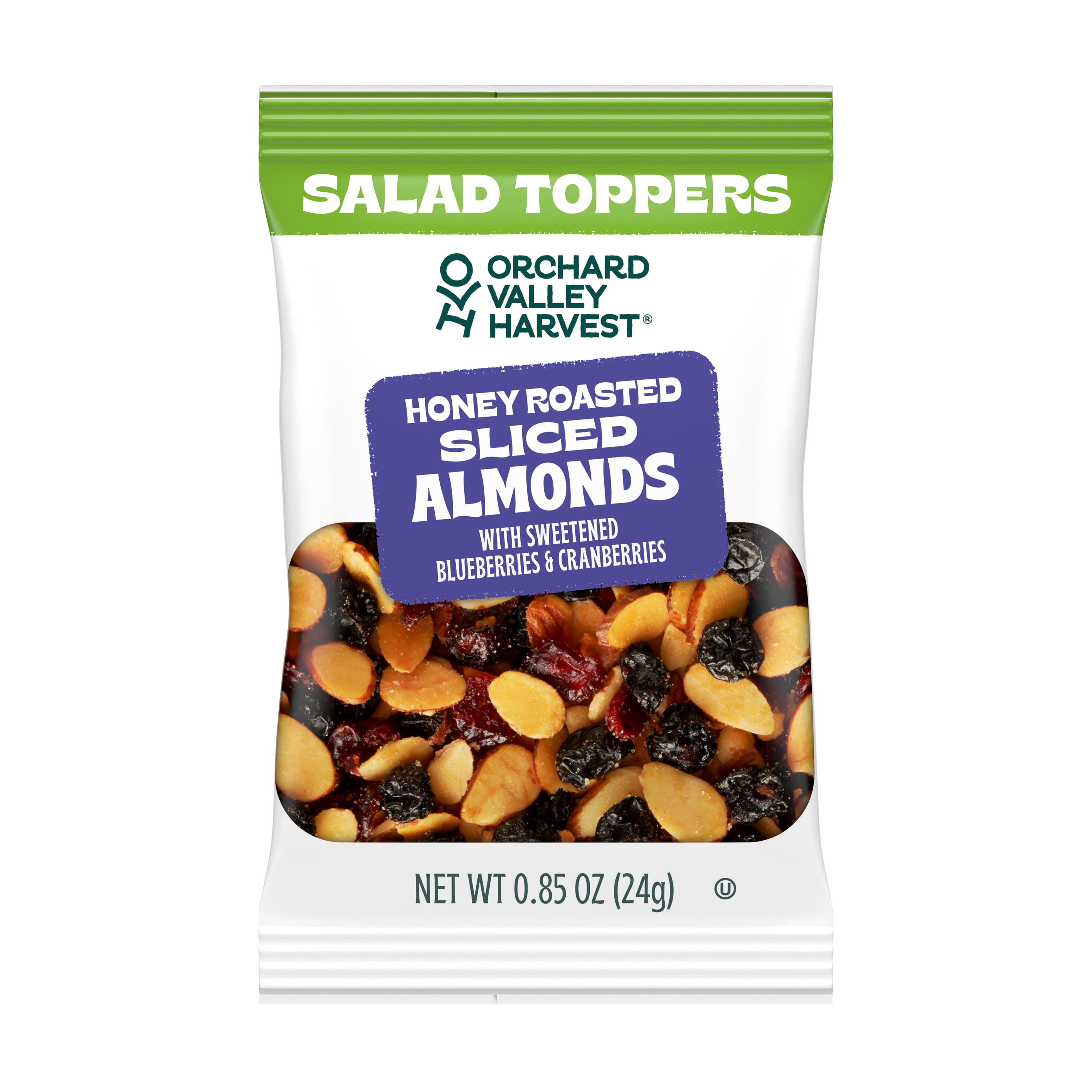 Orchard Valley Harvest Salad Toppers, Honey Roasted Sliced Almonds & Berries Salad Topper, 0.85 oz, 7 Bags