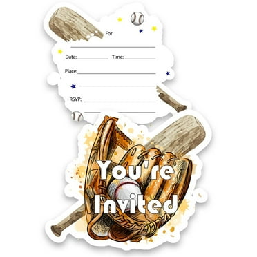 Baseball Glove Shaped Birthday Invitations Set of 20 for Boys - Fun Fill-In Cards for Baby Showers or Birthday Parties with Envelopes for a Memorable Celebration