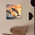 thumbnail image 4 of 12 Inch Wall Clock Battery Operated Square Clock Decorative for Office, Kitchen, Outdoor, Living Room，Dolphins Sunset Painting Style, 4 of 4