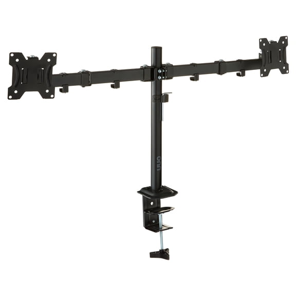 onn Dual Monitor Desk Mount for 13"-32" Monitors, Spring-Assisted Adjustable Arms, VESA Compatible, Holds up to 19.8 lbs