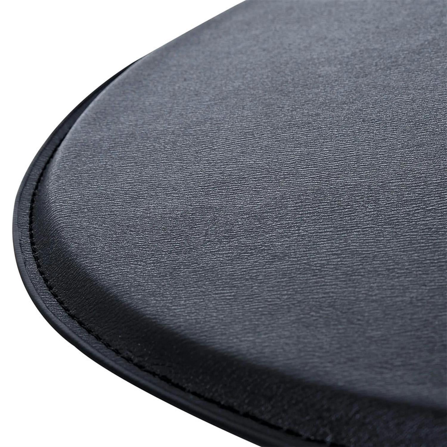 Demi Bonn 36" Outdoor Bistro Tables Faux Leather Chrome Round Pub Table Adjustable Height Cocktail Table Metal Base, Black