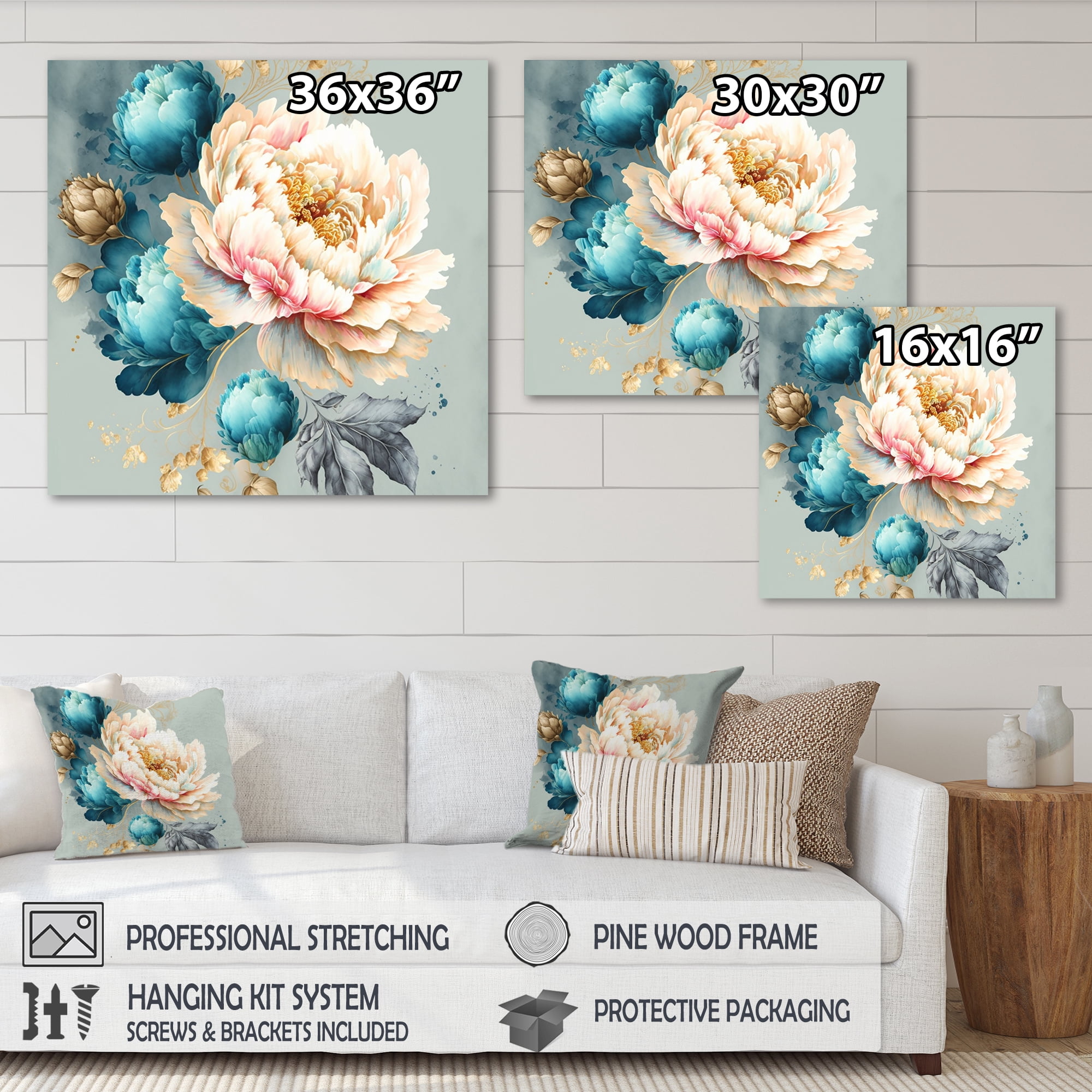 Designart Multi-Color Blooming Flowers IV Canvas Wall Art
