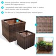 thumbnail image 4 of Sunnydaze Modern Assorted Square Brown Polyrattan Indoor Planter with Liner 2-Count, 4 of 8