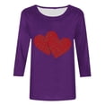 thumbnail image 4 of HaoXianJian Valentine's Day Shirt for Women Glitter Love Heart Printed T-Shirt Top 3/4 Sleeve Tee Crew Neck Casual Blouse Tops Size S-2X, 4 of 4