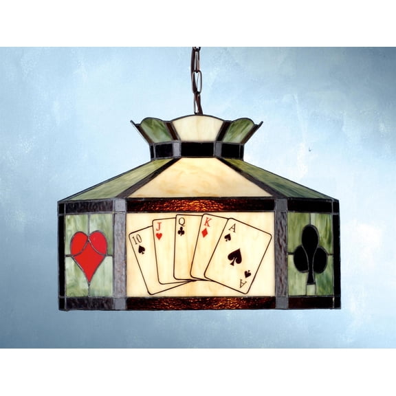 Meyda Tiffany 82015 Mahogany Bronze Poker Stained Glass / Tiffany