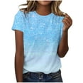 thumbnail image 2 of Womens Clothing Homenesgenics Womens Tops under $10 Women's Casual Sparkling Crystal Printed Round Neck Short Sleeved Tops Blue XXXXL, 2 of 4