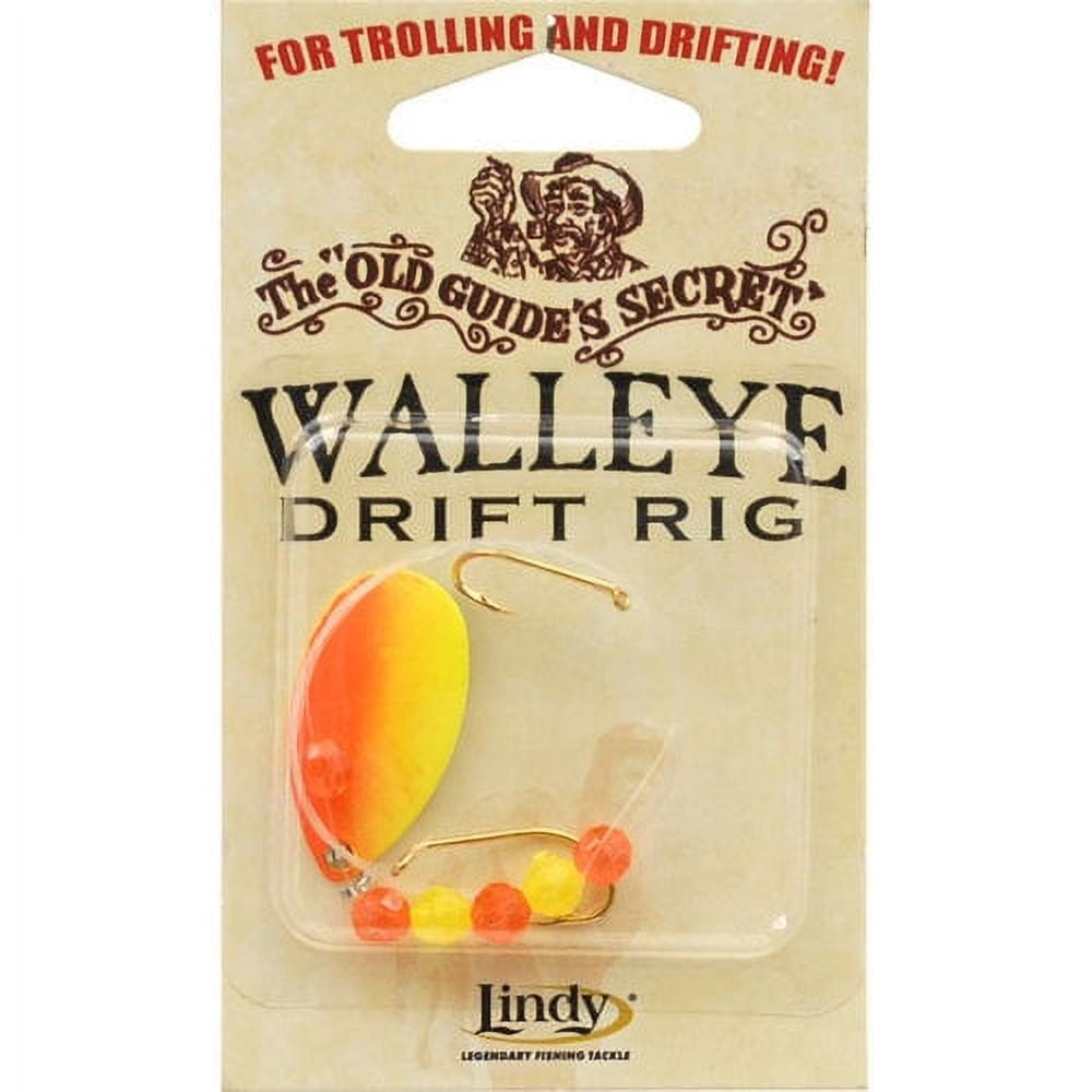 (2 pack) Lindy Old Guides Secret Drift Rig Fishing Lure Rig Chartreuse Orange 36 in.
