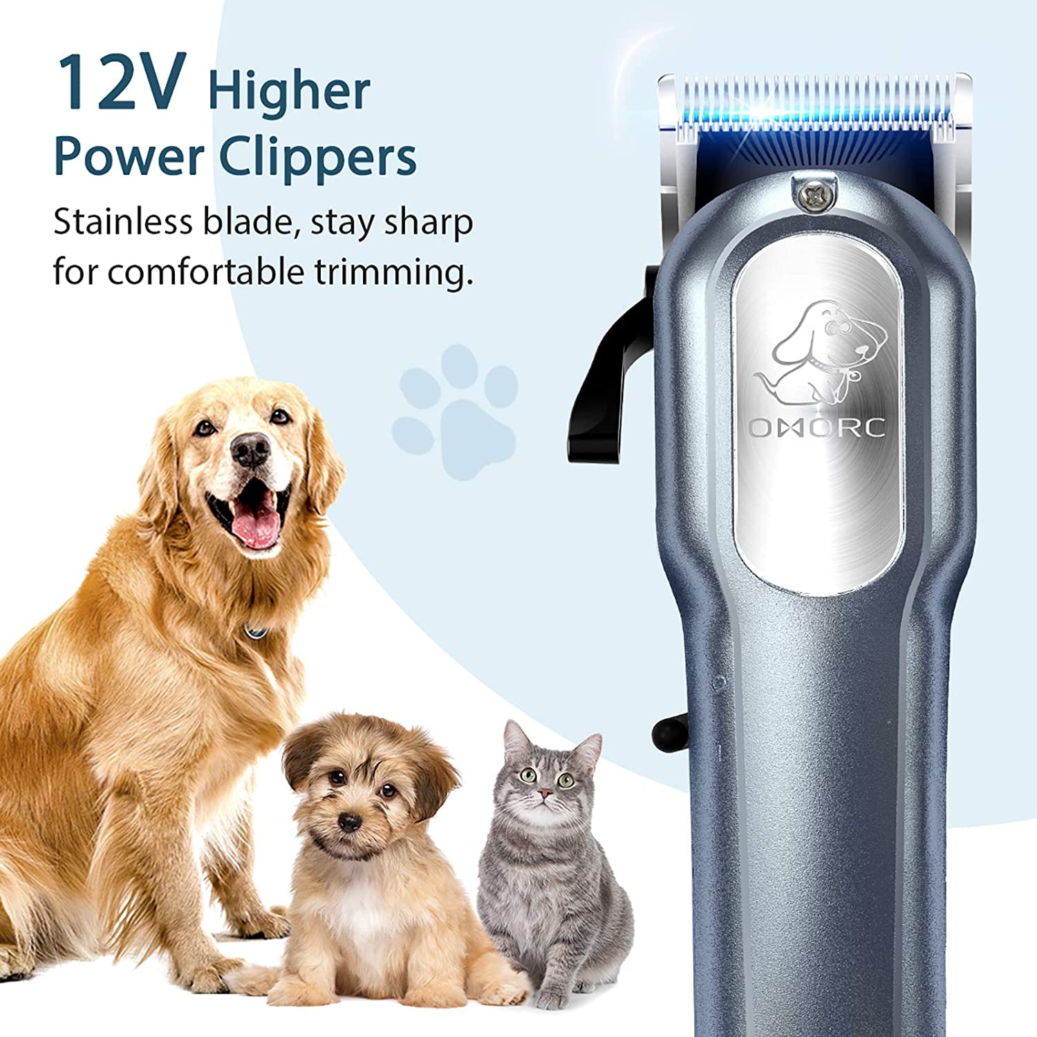 Face Ears Electric Trimmer with Detachable Micro-Serrated Blade Eyes Low Noise Low Vibration TURN RAISE Pet Grooming Clipper Paw Suit for Dogs Cats Trimming Fur Around Rump