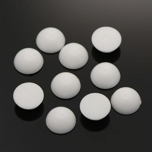 100pcs Half Round Acrylic Cabochons White 14x6mm