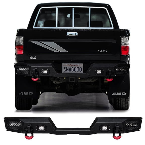 Vijay Compatible with 1989-1990-1991-1992-1993-1994-1995 Toyota Pickup Rear Bumper with LED Spotlights and D-Rings