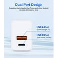 thumbnail image 4 of WTECH 20W Dual Port USB-C USB-A Power Adapter for iPhone, iPad, Samsung, Galaxy, Pixel, Fast Charger, 4 of 6