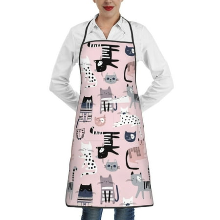 

Gaeub Cat Kitchen Cooking Aprons Adjustable Bib Apron Waterdrop and Oil Resistant Kitchen Chef Apron for Women Men