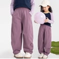 thumbnail image 5 of NAISIBABY Kids Girls Pants, Elastic Waist Quick Dry Summer Lightweight Straight Leg Sports Outdoor Pants Purple Size 4, 5 of 9