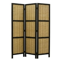 HomeRoots 274670 Dark Brown & Natural Willow 3 Panel Room Divider Screen