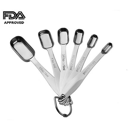 - Heavy Duty Stainless Steel Metal Measuring Spoons for Dry or Liquid, Fits in Spice Jar, Set of 6