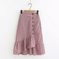 thumbnail image 2 of Clearance Sale Women Summer Korean High Waist Skirt Female Irregular Ruffle Skirts Vintage Button Long Retro High Waist Cute For Women, 2 of 5