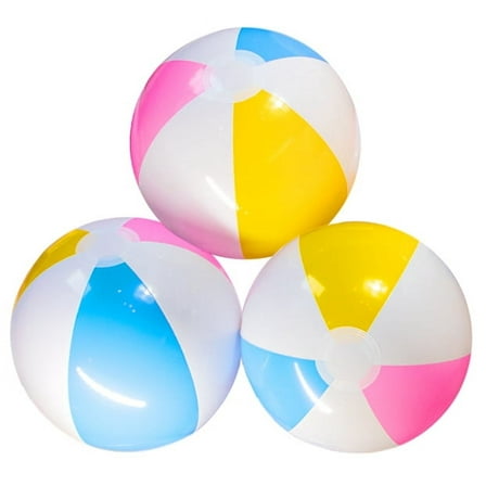 3 Pack Inflatable Beach Balls - Summer Beach Pool Party Supplies, Fun Floating Toys