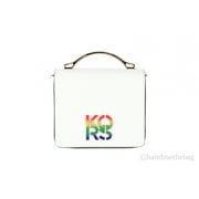 Michael Kors Pride Small Smooth Leather Rainbow Kors Convertible Shoulder Bag Crossbody Handbag (Optic White)