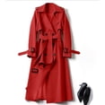 thumbnail image 2 of larppty Women's Long Double Breasted Pea Coats Slim Fit Belted Fall Winter Trench Coat Windbreaker Jacket Fashion Clothes (Red, M), 2 of 5