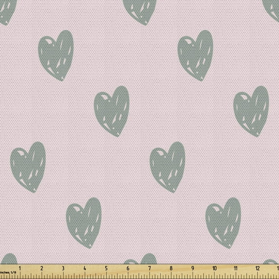 Hearts Upholstery Fabric by the Yard Sketched Shapes Romantic Full of Love Simple but Effective Valentines Theme Decorative Fabric for DIY and Home Accents by Ambesonne