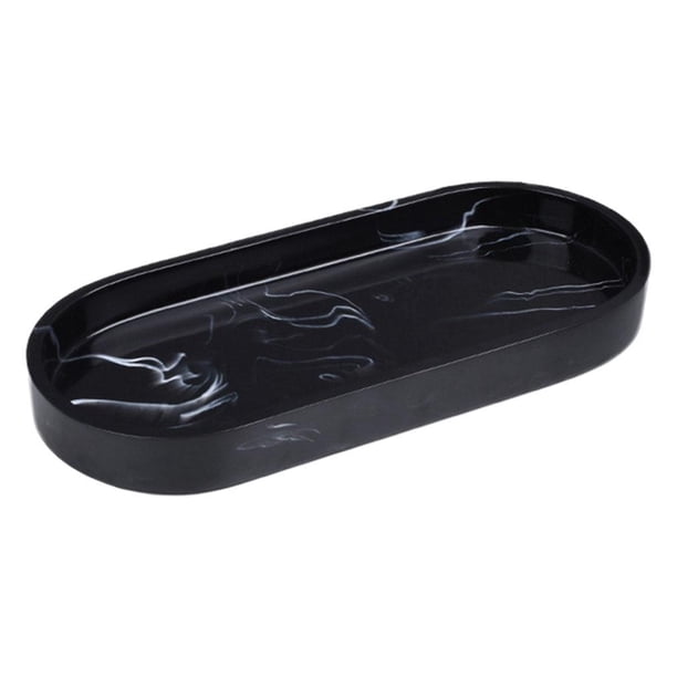 Nordic Marmeren Hars Bad Opbergvak, Organizador de platos Badkamer Vanity, Sieraden, Negro