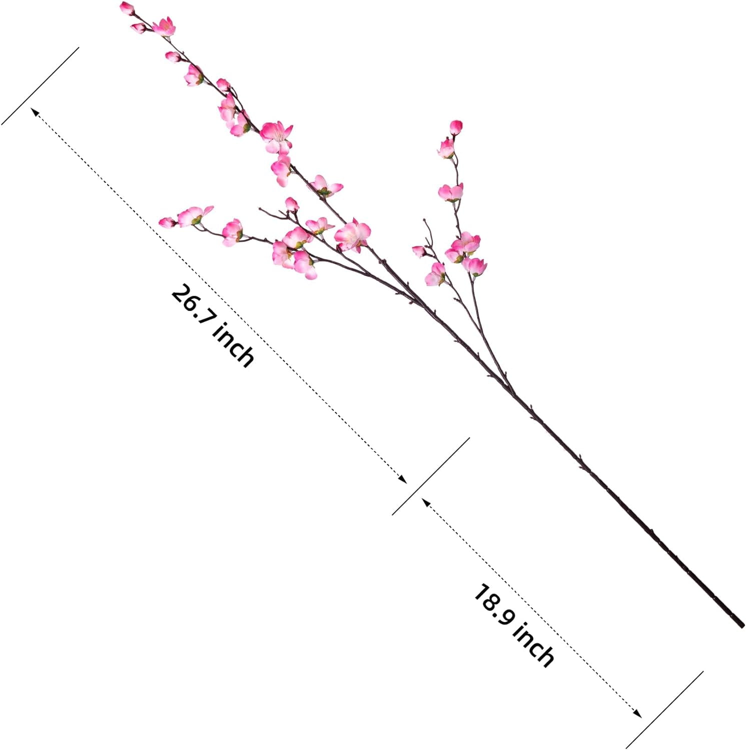 Artificial Faux Plants Flowers Indoor Spring Decor，4 Bundles Fake Silk Plum Blossom,Faux Silk Cherry Blossom Branches for Wedding Office Party Hotel Home Decor，Vase Not Included(White)