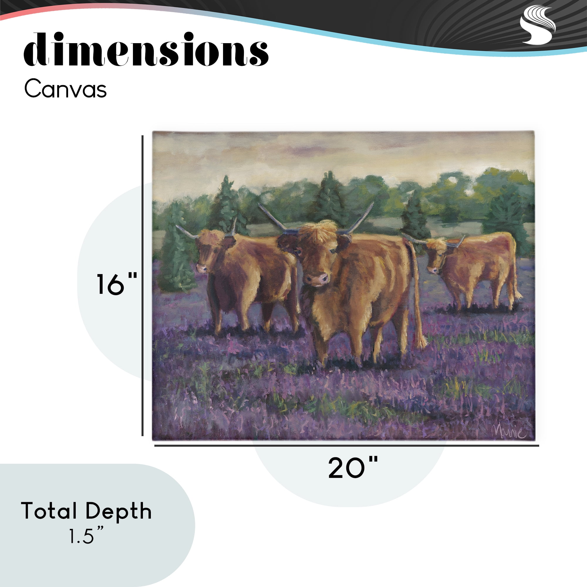 Purple Fields & Cows Canvas Wall Art, design by Marnie Bourque
