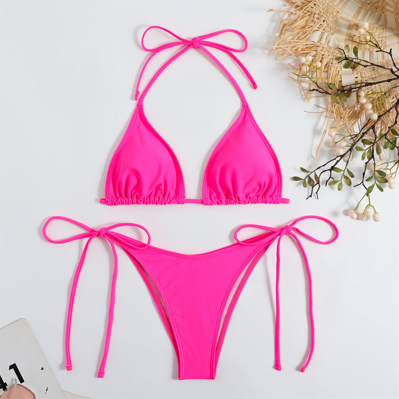 triangle pink bathing suit
