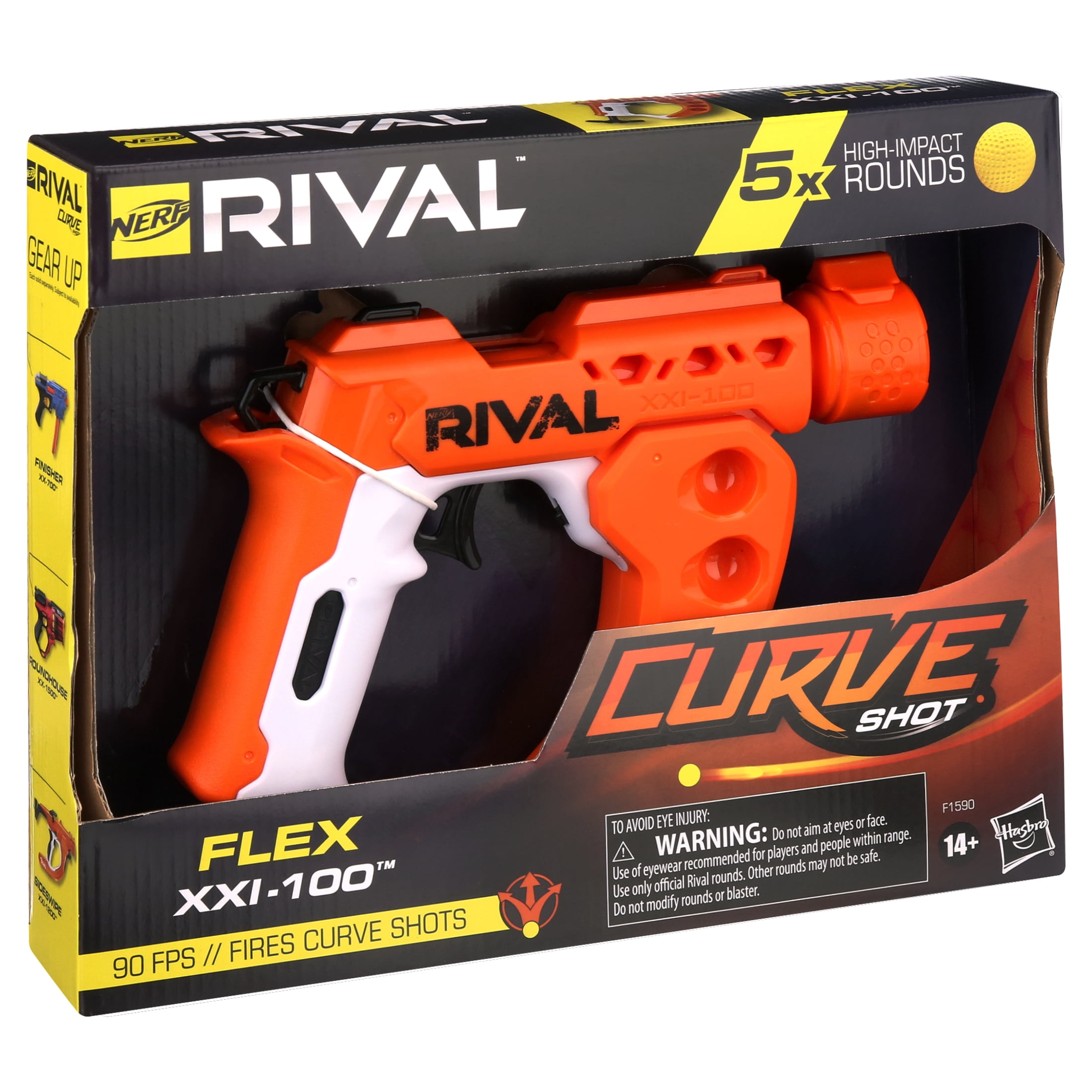 Nerf Rival Curve Shot Flex XXI 100 Ball Dart Blaster with 5 Rounds For Outdoor Games Ages 14 and Up