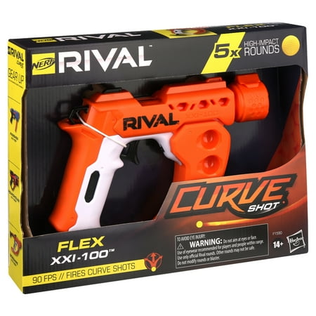 Nerf Rival Curve Shot Flex XXI-100 Toy Blaster with 5 Ball Dart Rounds for Ages 14 and Up