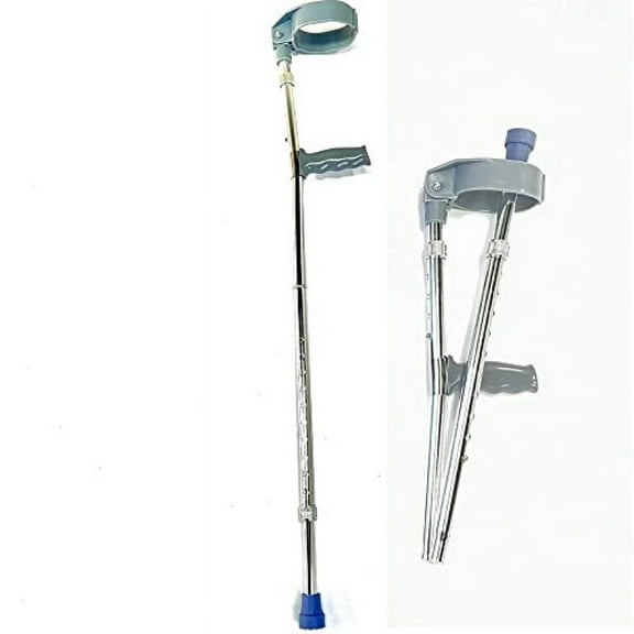 Walking Cane Folding Elbow Crutches Telescopic Forearm Crutches Adjustable Height Ergonomic Cuff, Aluminum, Lightweight (Silver)