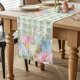 thumbnail image 2 of Easter Eggs Table Runner 90 Inches Long for Kitchen Dining, Spring Daisy Eucalyptus Leaves Sage Green Plaid Dresser Scarf Farmhouse, Dining Table Decorations for Wedding/Parties, 13 x 90 In, 2 of 8