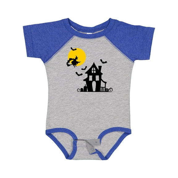 Inktastic Halloween Haunted House Witch and Bats Boys or Girls Baby Bodysuit