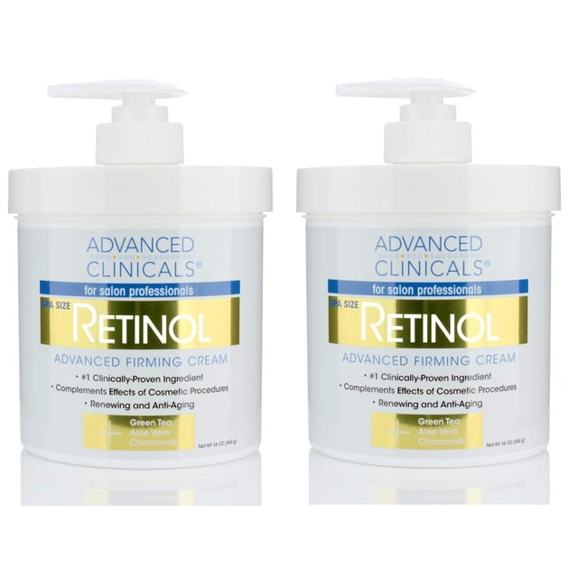 Set 2 Cremas de Retinol Advanced Clinicals Tamaño de Spa Fórmula Hidratante para Líneas Finas y Arrugas Sin Perfume 16oz Advanced Clinicals AC856246