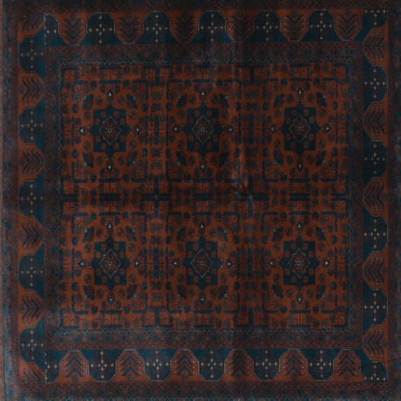 Ahgly Company Indoor Square Persian Light Blue Traditional Area Rugs, 6' Square