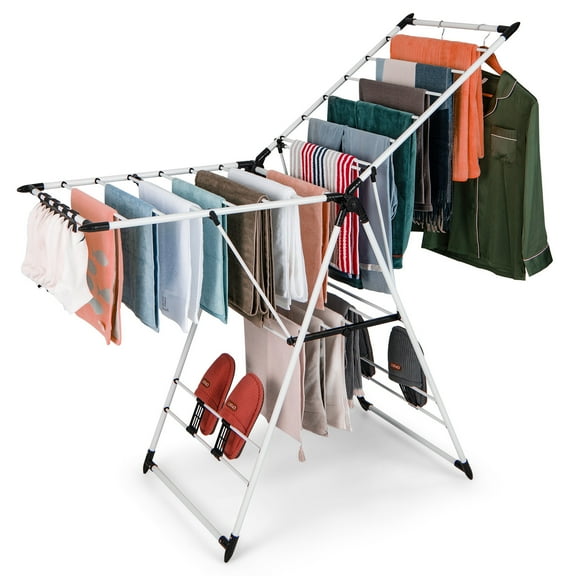 Vebreda  Clothes Drying Rack, Foldable Large Drying Hanger for Indoor and Outdoor Use, White