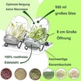 thumbnail image 4 of Frascos para germinar, germinador de vidrio de 950 ml con germinador de semillas, 2 rejillas, 2 soportes, 1 recipiente para germinar, frasco para germinar brócoli, agua, apio, alfal, 4 of 5
