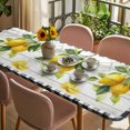 thumbnail image 3 of Yellow Lemon Table Cloths for 8 Foot Rectangle Tables, Summer Botanical Black White Checkered Wooden Patio Waterproof Elastic Fitted Tablecloths, Washable Rectangular Table Cover for Camping, 3 of 8