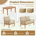 thumbnail image 3 of Costway 4 PCS Acacia Wood Patio Furniture Set with Soft Cushions and Coffee Table, 3 of 11